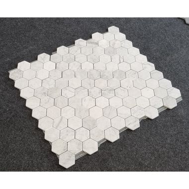 MOZAIKA BIANCO CARRARA HEXAGON MATOWA BĘBNOWANA  DOSTĘPNA OD RĘKI - 0