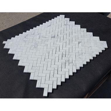 MOZAIKA BIANCO CARRARA JODEŁKA-JODŁA-HERRINGBONE DOSTĘPNA OD RĘKI  - 0