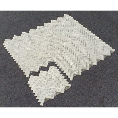 MOZAIKA BIANCO CARRARA JODEŁKA JODŁA HERRINGBONE   DOSTĘPNA OD RĘKI  - 0