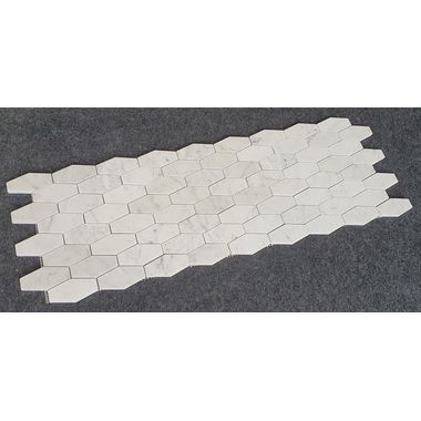 MOZAIKA BIANCO CARRARA LONG HEXAGON  34 X 29,5 DOSTĘPNA NA ZAMÓWIENIE - 0