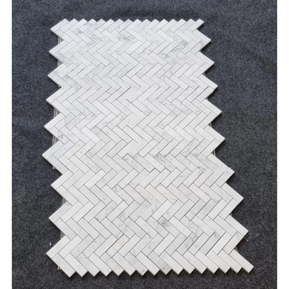 MOZAIKA BIANCO CALACATTA MATOWA JODEŁKA HERRINGBONE