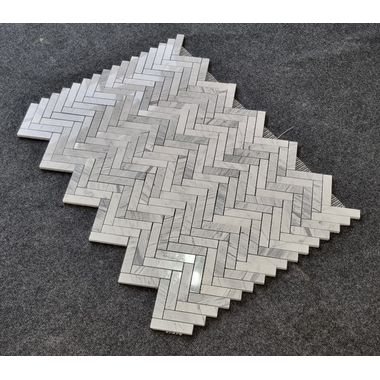 MOZAIKA BIANCO STATUARIO JODEŁKA JODŁA HERRINGBONE DOSTĘPNA OD RĘKI  - 0