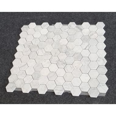 MOZAIKA BIANCO CARRARA HEXAGON MATOWA BĘBNOWANA  DOSTĘPNA OD RĘKI - 0