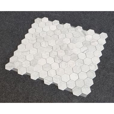 MOZAIKA BIANCO CARRARA HEXAGON MATOWA BĘBNOWANA  DOSTĘPNA OD RĘKI - 0