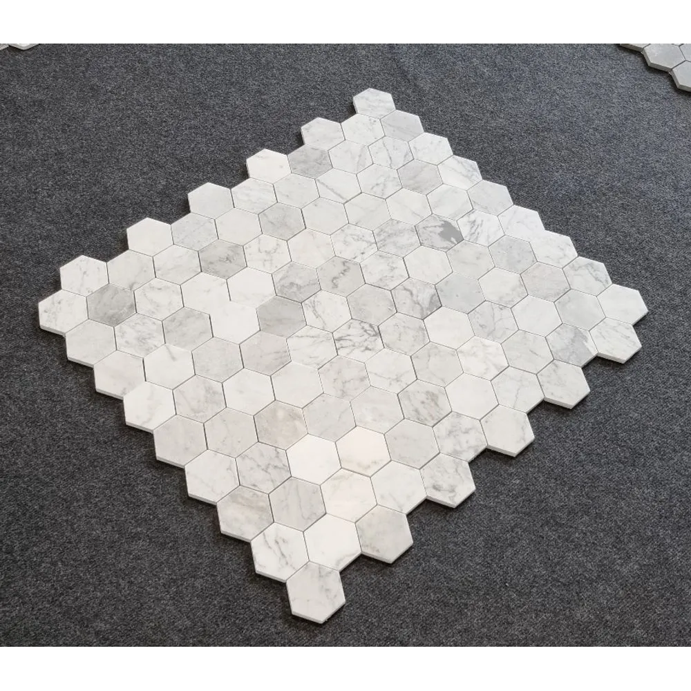 MOZAIKA BIANCO CARRARA HEXAGON MATOWA