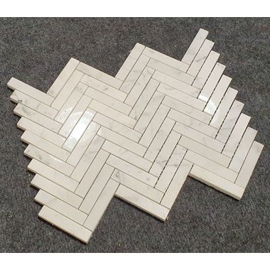 MOZAIKA BIANCO CARRARA JODELKA - JODLA HERRINGBONE  DOSTĘPNA NA ZAMÓWIENIE - 0